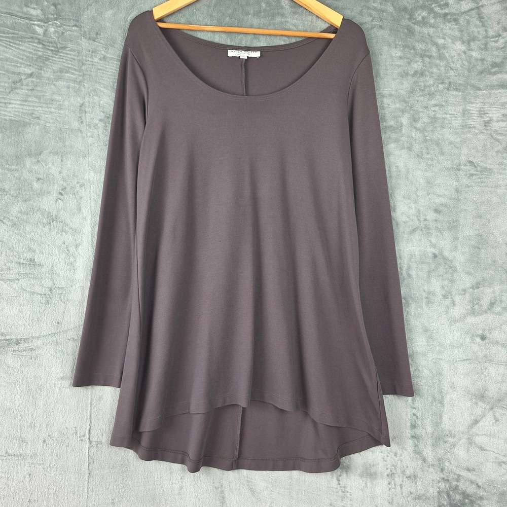 Bryn Walker Top‎ Small Gray Lagenlook Asymmetrical Oversized Boho Casual Stretch
